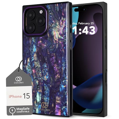 Image of COCOMII Rectangle for iPhone 15 Case, Milky Way Abalone Shell