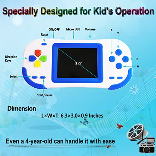 Beijue Handheld Games for Kids Adults 3.0'' Large Screen Preloaded 218 Classic Retro Video Games Seniors Rechargeable Electronic Game Player Birthday Xmas Present (Blue) - Image 6