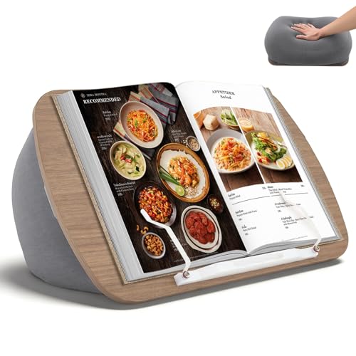 Pouf, support de livre, table de genoux souple pour lit, canapé et bureau, coussin confortable, idéal pour les livres, compatible avec téléphone portable,...