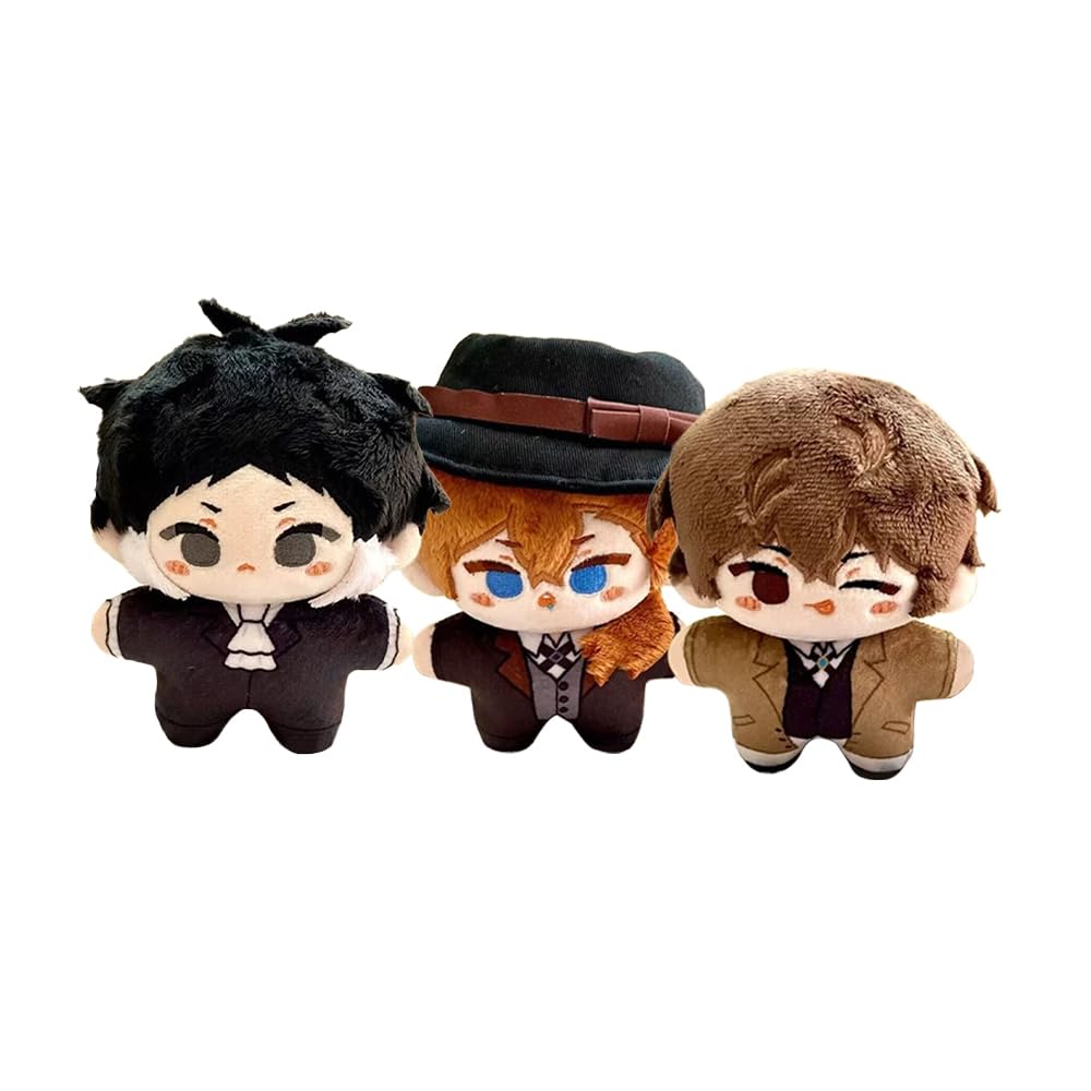 Zhongkaihua Dazai und Chuuya Plüsch-Figuren, Akutagawa BSD-Figuren, 3 Stück, Anime, niedlich, weich, gefüllt, 10 cm, für Anlässe, Dekorationen, Geschenke