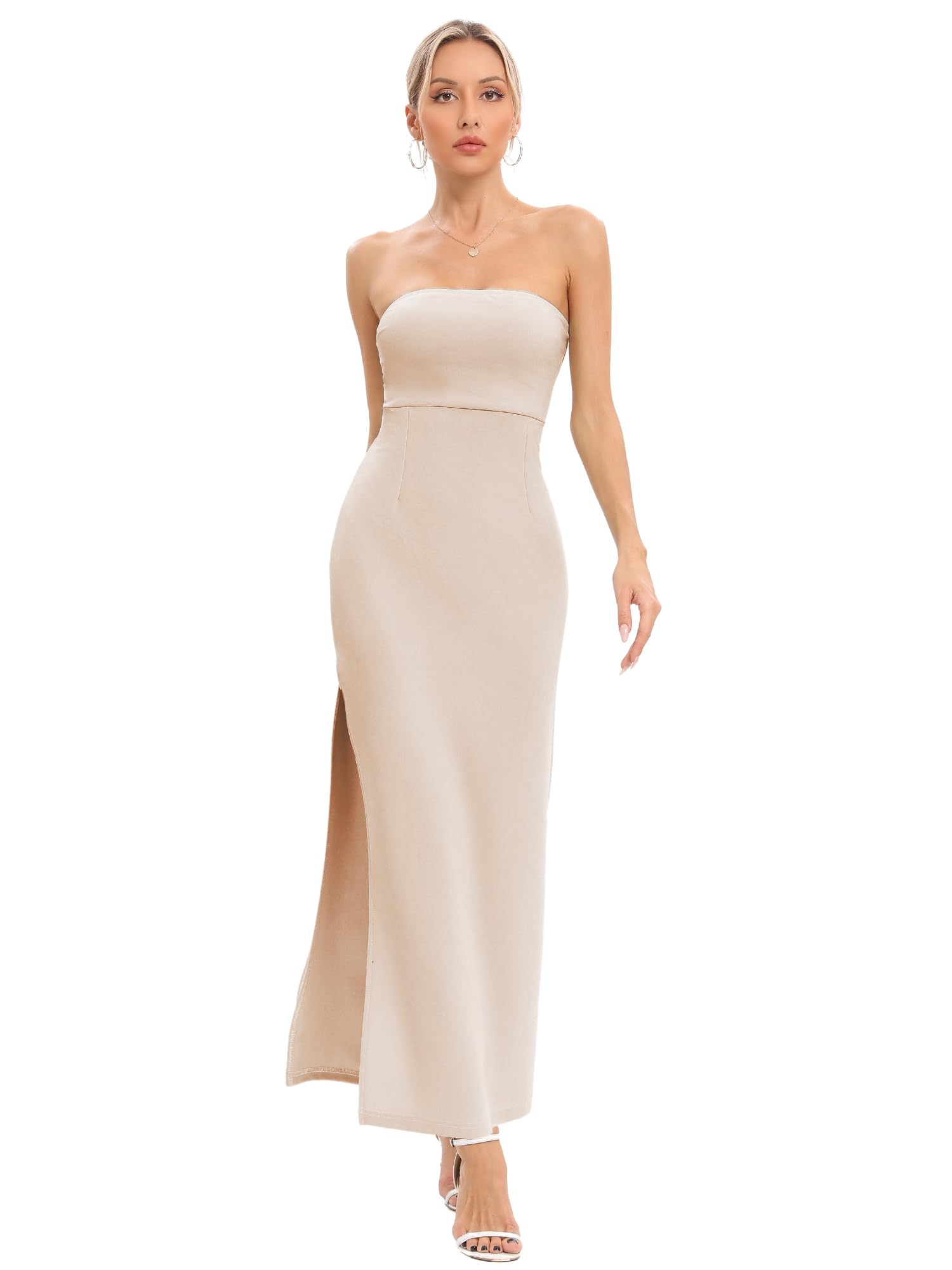 Amazon.com: JLCNCUE Women's Tube Strapless Maxi Dress Side Amazon.com: JLCNCUE Women's Tube Strapless Maxi Dress Side