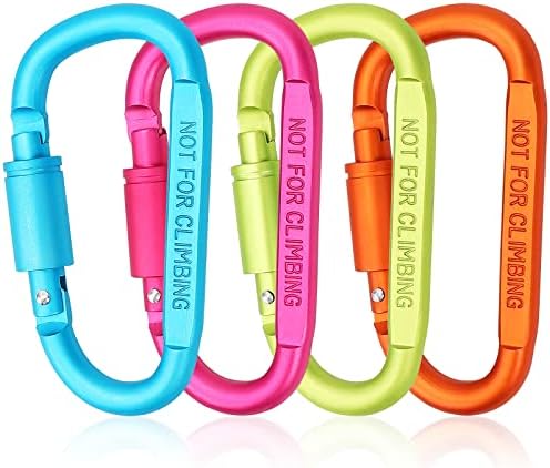 Craebuer 4 Pack Carabiner Clip, 3 inch Aluminum D-Ring Shape Locking Carabiners, Snap Hook Sport Accessories for Outdoor Camping Hiking