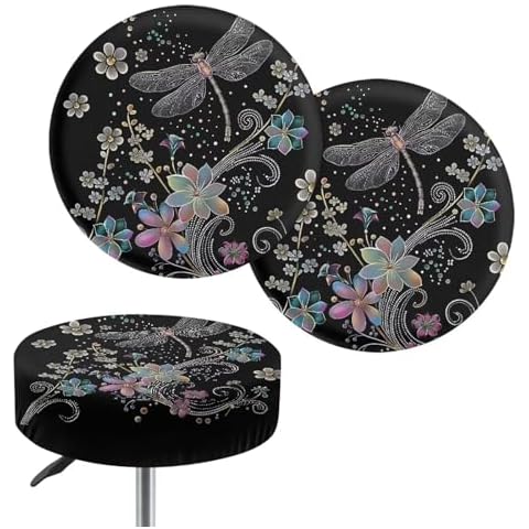 PCSJRKG Dragonfly Bar Stool Covers Set of 2 Cover