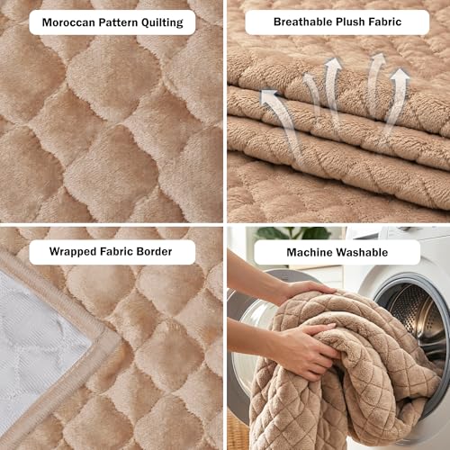 Image of Story@Home Premium Quilted Sofa Armrest Covers | Anti-Slip Armrest Covers for Sofa | 1 Pair - 70(D) x 50(L) cm - Beige