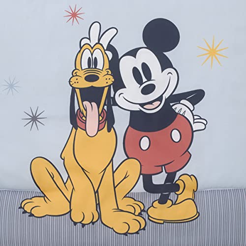Image of Everything Kids NoJo Disney Mini Crib Bedding Set Mickey and Friends 3-Piece Comforter with Two Fitted Mini Crib Sheets, Mickey, Minnie, Donald, Goofy & Pluto - Baby Boy Nursery Essentials