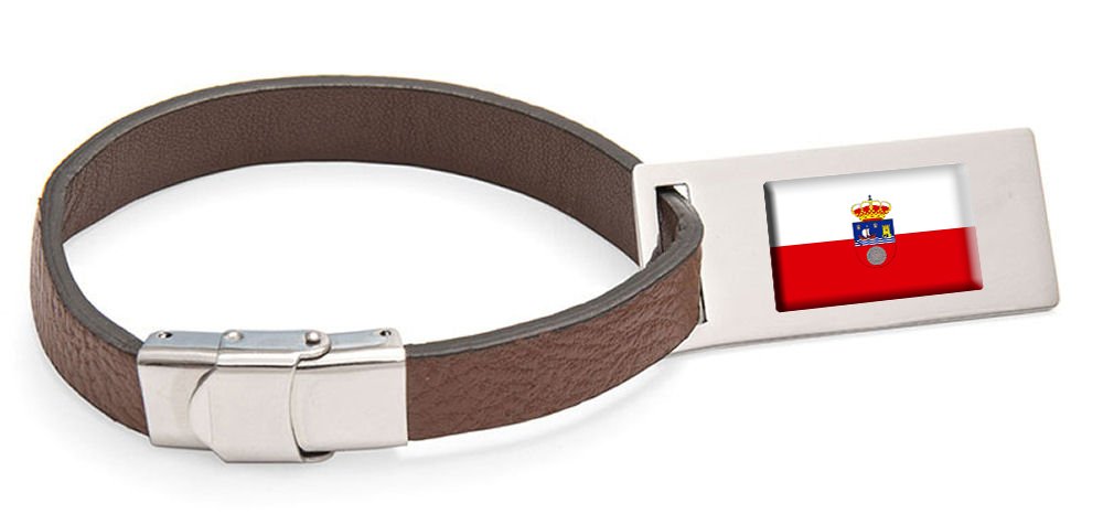 Kantabrien Flagge Leder Kofferanhänger Edelstahl Gravur Text