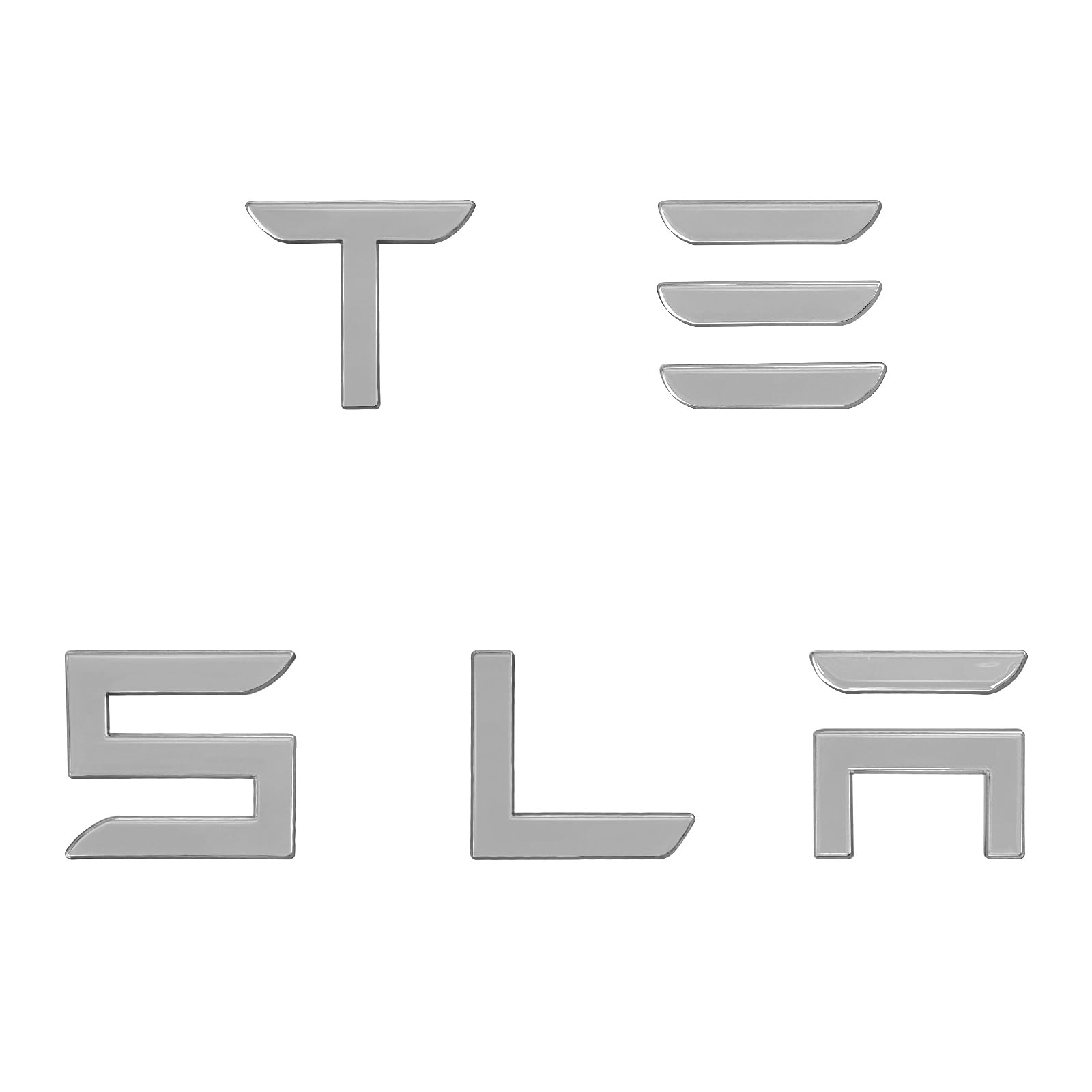 Knomix for Tesla Tailgate Letters Decal Rear Trunk Logo Emblems, 3M Adhesive Compatible with Model 3 Y S X (Silver)
