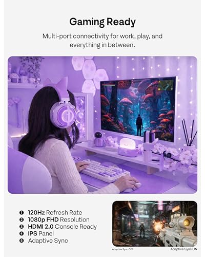 Image of Pixio PX246 Wave Purple 24 inch 120Hz Refresh Rate FHD 1080p Resolution IPS Panel 4ms GTG Response Time Gaming Monitor with Adaptive Sync