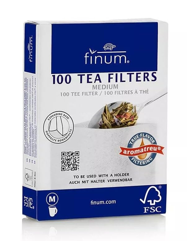 Finum - Bolsas de filtro de té de papel desechables para té suelto - M M - 3 x 100 unidades (total: 300 unidades), color blanco