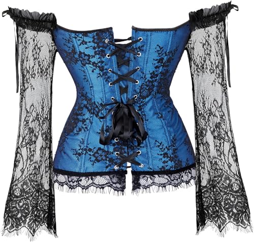 Image of Women's Lace up Gothic Jacquard Shoulder Straps Tank Overbust Shaper Corset Bustiers Top