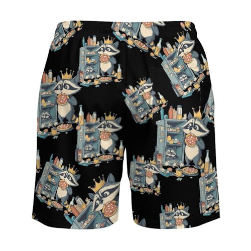 Raccoon and Leftovers Beach Shorts for Men Swim Trunks Quick Dry Swim Shorts with Compression Liner Pocket4