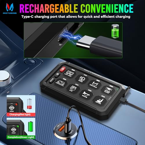 Image of MICTUNING P1S-AC RGB Wireless 8 Gang Switch Panel 433MHz 165FT Control