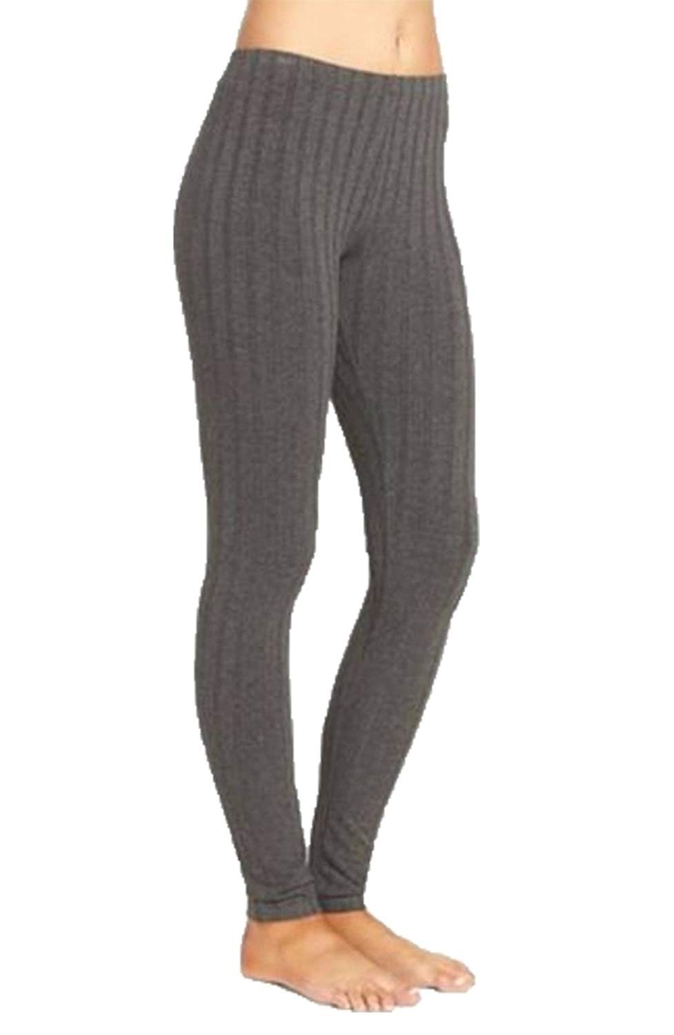 GirlzWalk ® Ladies Plain Warm Full Length Thick Chunky Cable women Ribbed Knitted Leggings (Charcoal, XXL/UK 20-22)