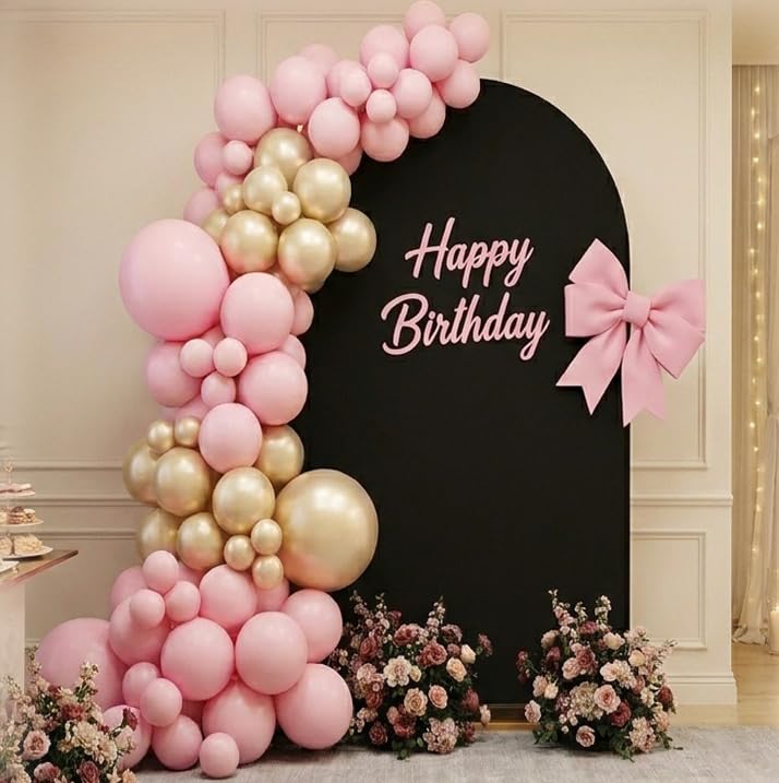 Image of Arch Backdrop Cover 6ft Double Color Spandex Wedding Arch Stand Covers for Birthday Party Baby Shower Gender Reveal Boy or Girl Decoration(Black&Red)