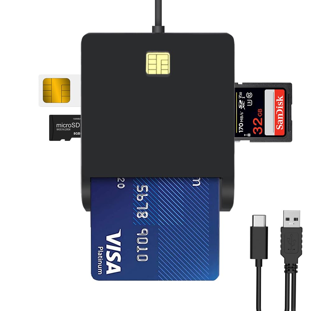(2023 New Release/Multi-Function in One) Card Reader, Supports My Number Cards, IC Card Reader, SD Card Reader, USB Contact Type, IC Card Reader, No Installation Required, Multi Card Reader, IC Card Reader, Sd, My Number Card Reader, National Tax Electronic Return, Tax Payment System, E-Tax Compatible, Windows 11, 10, 8/7/XP, Mac, Compact, Black, Japanese Instruction Manual Included