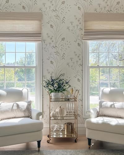 Image of TWOPAGES Natural Cordless Ramie Bamboo Shade for Kitchen Windows No Drill Custom Made Roman Blind Light Filtering Blackout Roman Window Shade, Marble White, 1 Piece