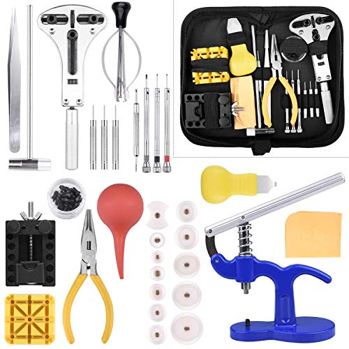Longruner Watch Repair Kit Watchmaker’s Tools Battery Replacement Watch Case Back Opener Link Band Remover Tool Kit [Updated] ET017