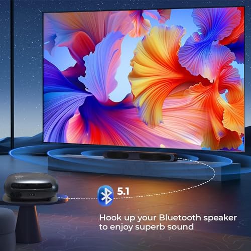 Image of TOPTRO ?13500 Lumens, Auto Focus & HDMI Arc? Smartpix Projector 4K Ultra HD Support, 1080P Native Full HD, Auto Keystone 5G WiFi BT YouTube Prime Netflix Hotstar 300 inch Screen Portable Projector, Black