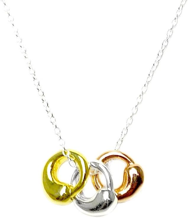 925 Sterling Silver Plated Tricolor Medal Rings Collection Necklace