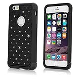 BoxWave Case Compatible with iPhone 6 (Case by BoxWave) - SparkleShimmer Case, Sparkly Rhinestone Cover w/Shock Absorbing Bumper for iPhone 6, Apple iPhone 6, 6s - Jet Black