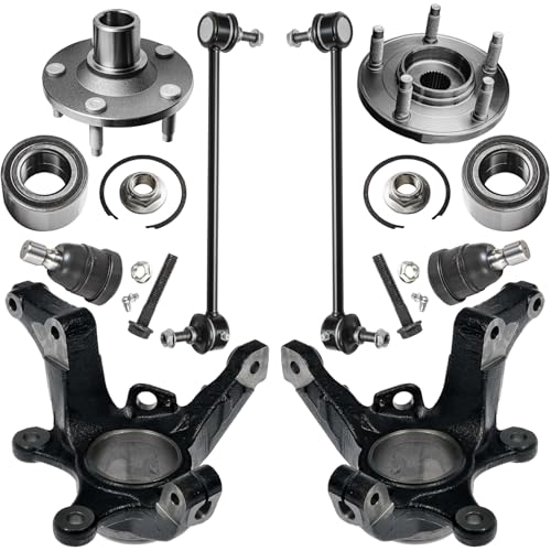 Image of Detroit Axle - 8pc Front Steering Knuckles Kit for 2005-2012 Ford Escape 2005-2011 Mazda Tribute Mercury Mariner, Steering Knuckles Wheel Bearing Hubs Sway Bars Lower Ball Joints Replacement
