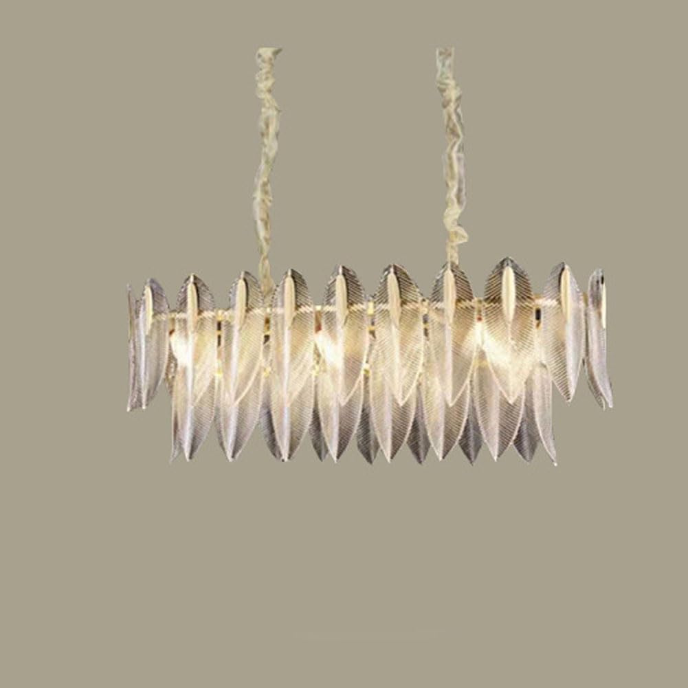 KXEcoLife French light luxury crystal chandelier, modern simple leaf for living room bedroom dining study lamps and lanterns,Oval 80CM
