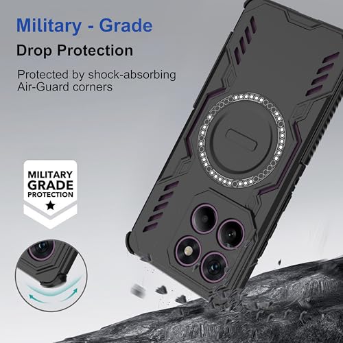 Image of Zapcase Back Case Cover for Motorola Edge 60 Pro | Magnetic Case with Built-in Metal Ring | Supports MagSafe Charger, Wallet & Car Mount | Shockproof Hybrid PC + TPU | Black