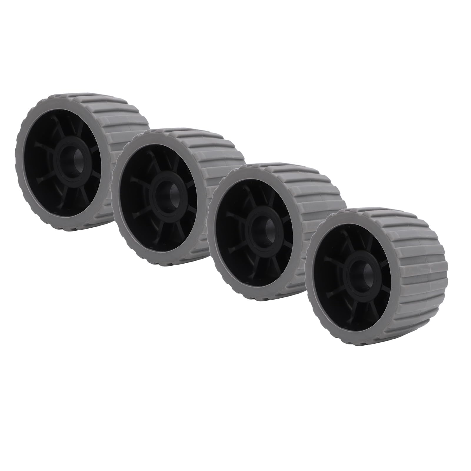 Żebrowany, Odporny na Wysokie Temperatury Wałek Uchylny z Tworzywa Sztucznego do Przyczep do łodzi 125 Mm X 73 Mm X 30 do zastosowań Morskich, Jachtów, 4 szt. (Szary)