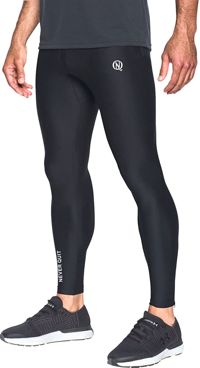 NEVER QUIT Womens Light Speed Mid-Rise Compression Tights for Running or Fitness (XX-Large, Black)