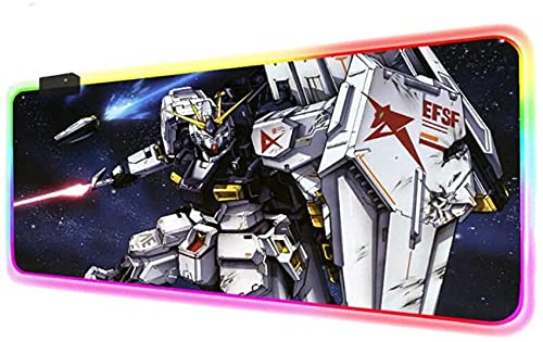 YEE Mouse Pads Anime Gundam Computer Keyboard Mat RGB Robot LED Glowing Gaming Luminous Pad for PC G