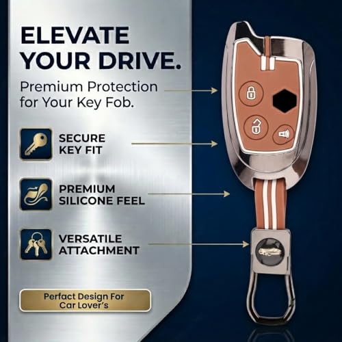 Image of Coll of Fest Premium Metal Silicone Brown Key Cover Compatible with Maruti Suzuki Nippon 3 Button Smart Key Cover Metal & Silicon Protection Glow in the Dark
