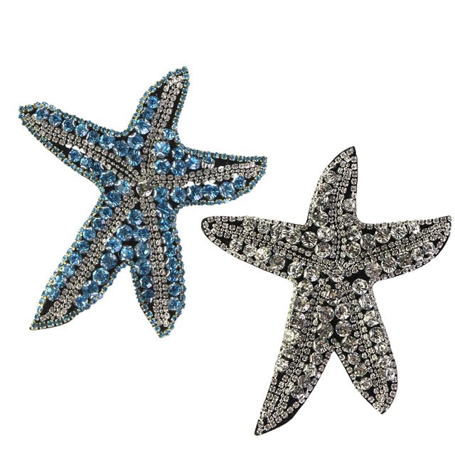 Sequin A Coudre Lot De 4 Patchs Décoratifs En Forme D'étoile De Mer Et De Strass Pour Vêtements à Coudre Tissu Sequin