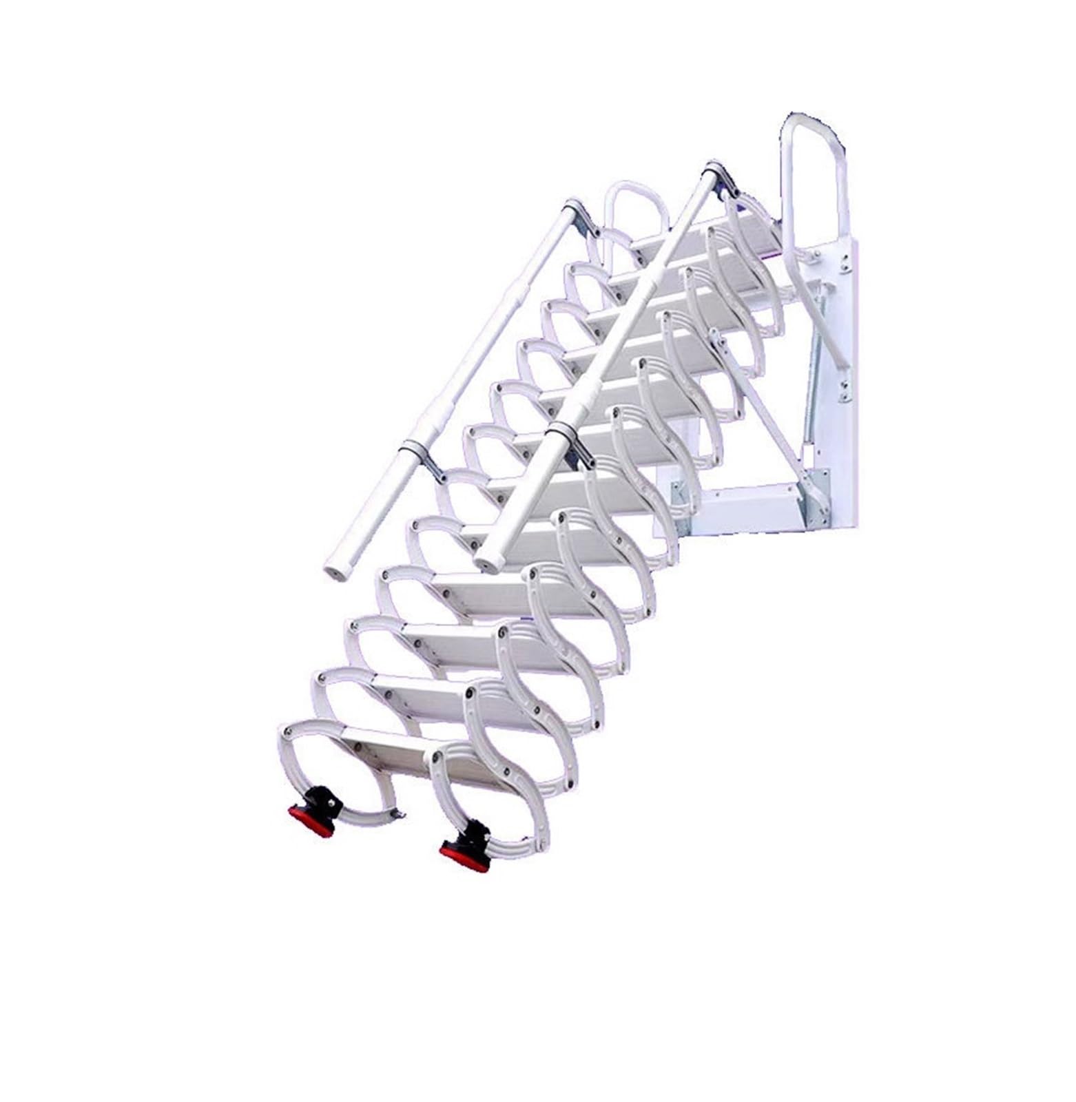 loft ladders Wall-Mounted Retractable Attic Ladder with Handrails Pull Down System Folding Stairs, for Loft Garage pull down(3.05-3.5m)