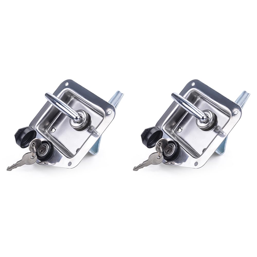 4 Pcs Stainless Steel T-Handle Trailer Door Latches With Keys - 304 Polished Steel Tool Box Lock With Gasket