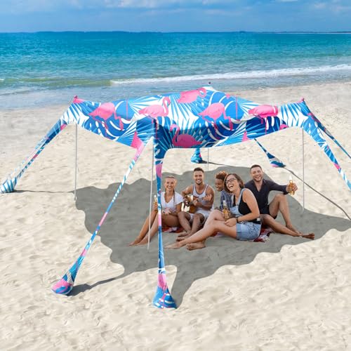 Rhino Valley 3x3m Tenda da Spiaggia Ultra Stabile Portatile, Protezione UV UPF50+ Tenda da Mare...