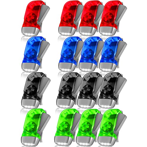 16 Pack Hand Crank Flashlight 3 LED Flashlight Powerful Emergency Safety Tool No Battery Required for Camping, Hiking, Outdoor Sports and Home Power Outage