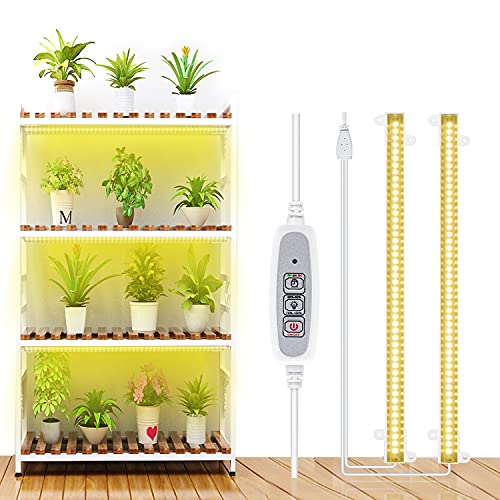 SEAMETAL LED Grow Light Strips for Indoor Plants, Full Spectrum Grow Light with Auto ON & Off Timer, Sunlike 3200K Grow Lamp for Seedlings, Under Cabinet Growing Light Hydroponics