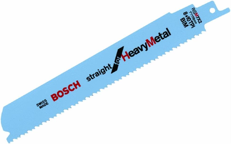 Bosch RSM7X2 5-Piece 7 In. 8+10 2 x 2 TPI Straight for Heavy Metal Reciprocating Saw Blade