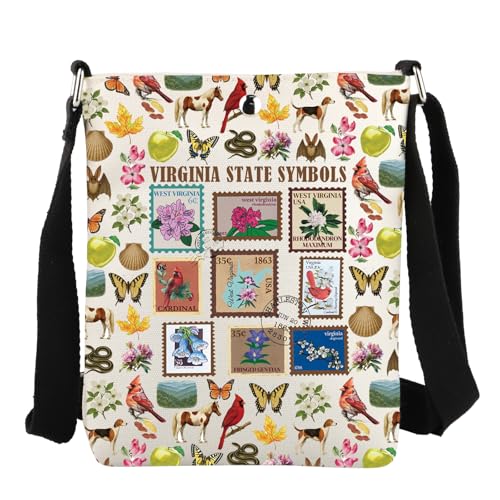 JYTAPP Bolsa tiracolo Virginia Travel Gift State Symbols State Souvenir Animal Lover Gift Virginia Wildlife Nature Lover Gifts, Bege