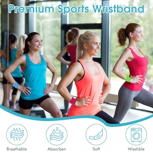 Image of 8 Pack Wrist Sweat Bands for Men Women, Absorbent Sports Wristband