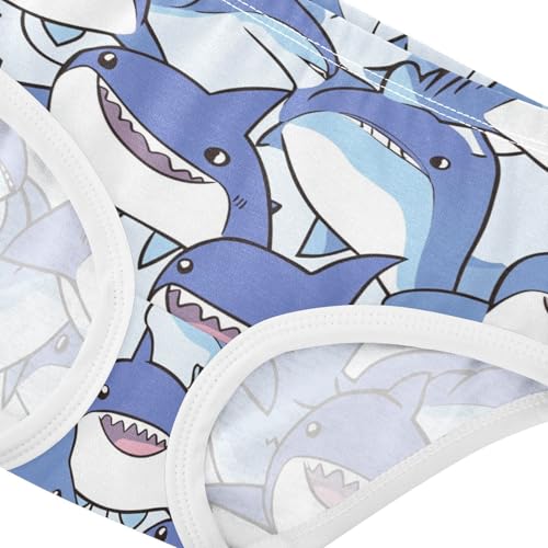 Wusikd Cute Blue Shark Girls' Underwear Cotton Cartoon Girls Briefs Soft Toddler Underwear 2T4