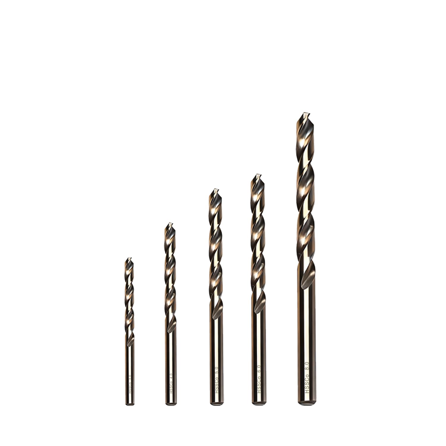 Cobalt Drill Bits for Metal, M35 Metal Drill Bits for Hard Steel, 135° Split Point for Fast No-Slip Drilling, 5 Pieces Basic DIY Set with Storage Case 3.0, 4.0, 5.0, 6.0, 8.0mm