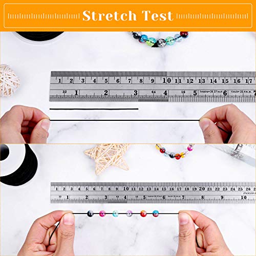 Image of Elastic String for Bracelets, Selizo Elastic Cord for Jewelry, Stretchy String for Necklace Making, Beading and Sewing (1.2 MM, 109 Yards, Black)