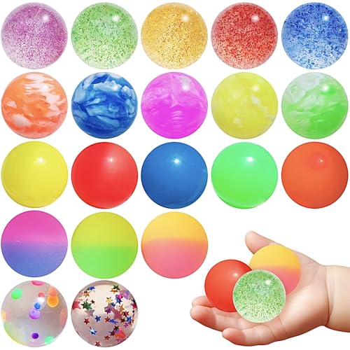 WONFELIE 20 Stück Flummies für Kinder 32 mm Kindergeburtstag gastgeschenke Partygeschenke Geschenk Kindergeburstag Mitgebsel Partytütenfüller Gummibälle Geburtstagsgeschenk Schulpreis