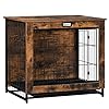 Dog Crate Furniture, 25.5″ Small Dog Kennel Indoor, Wooden Cage with Pull-Out Tray, Double Doors Pet House Side End Table for Small/Medium Dogs, Rustic Brown BF642GW03G1