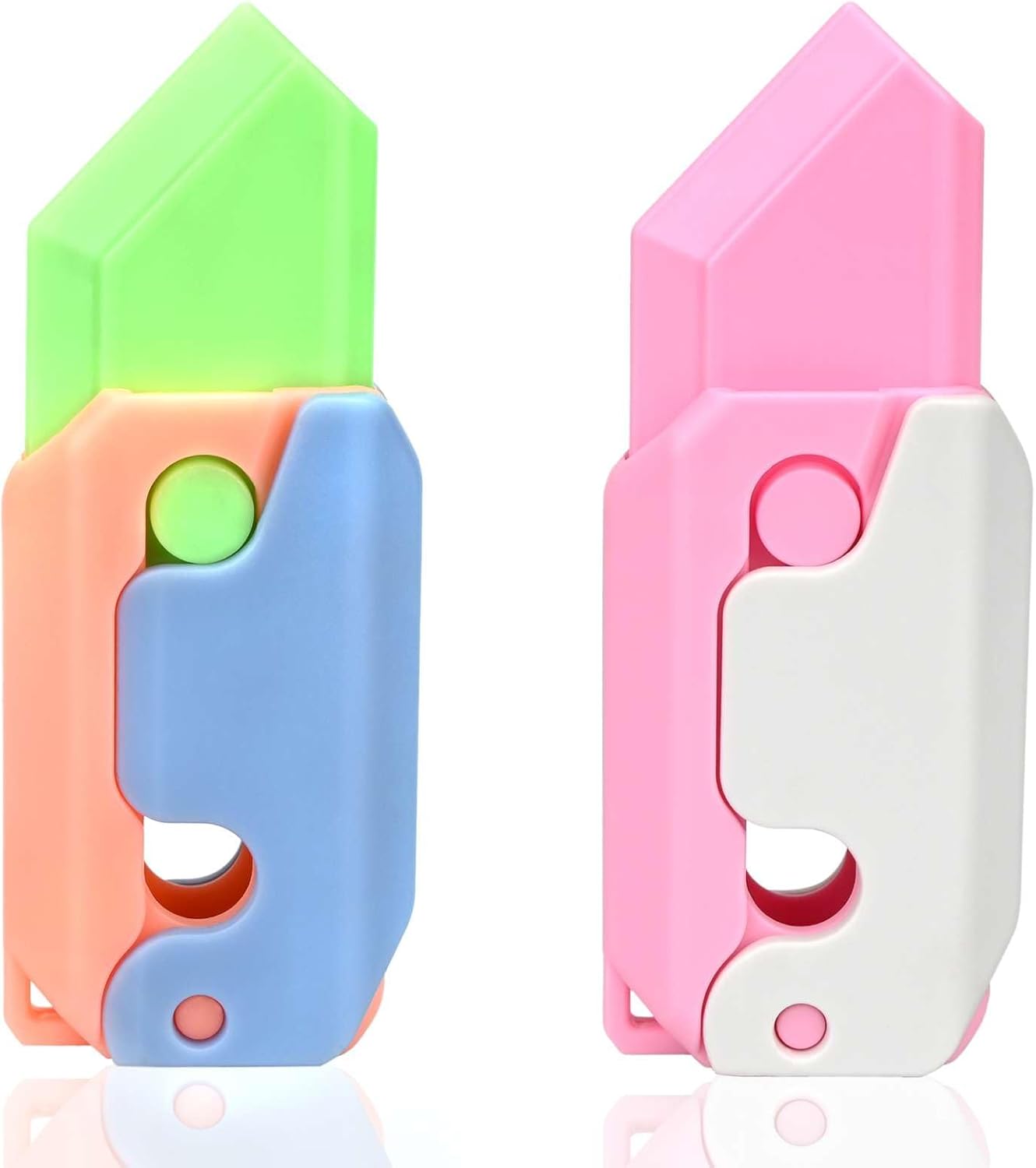 Fidget Toy 3D Printed Gravity Carrot Knife, Sensory Gifts for Adults Kids, Anxiety Stress Relief for ADHD Autism (2pcs, Pink+Luminous)