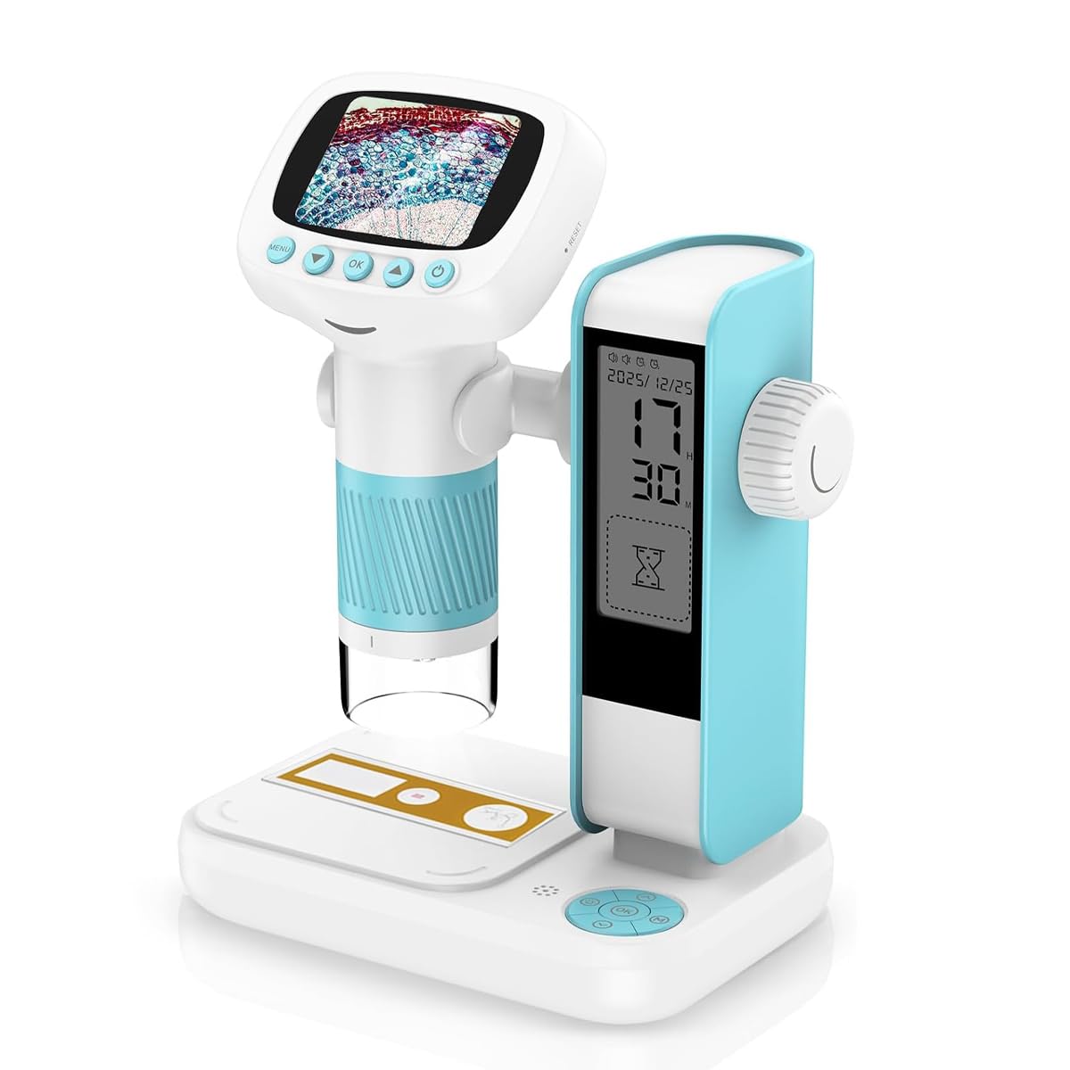 ETZIN Portable Digital Microscope for Kids: 50X-1000X Pocket Microscope with Stand, 2 Inch LCD HD Photo/Video Display with Timer - Scientific Educational Tool for Children 8-12 Years Old (Blue)-image-3