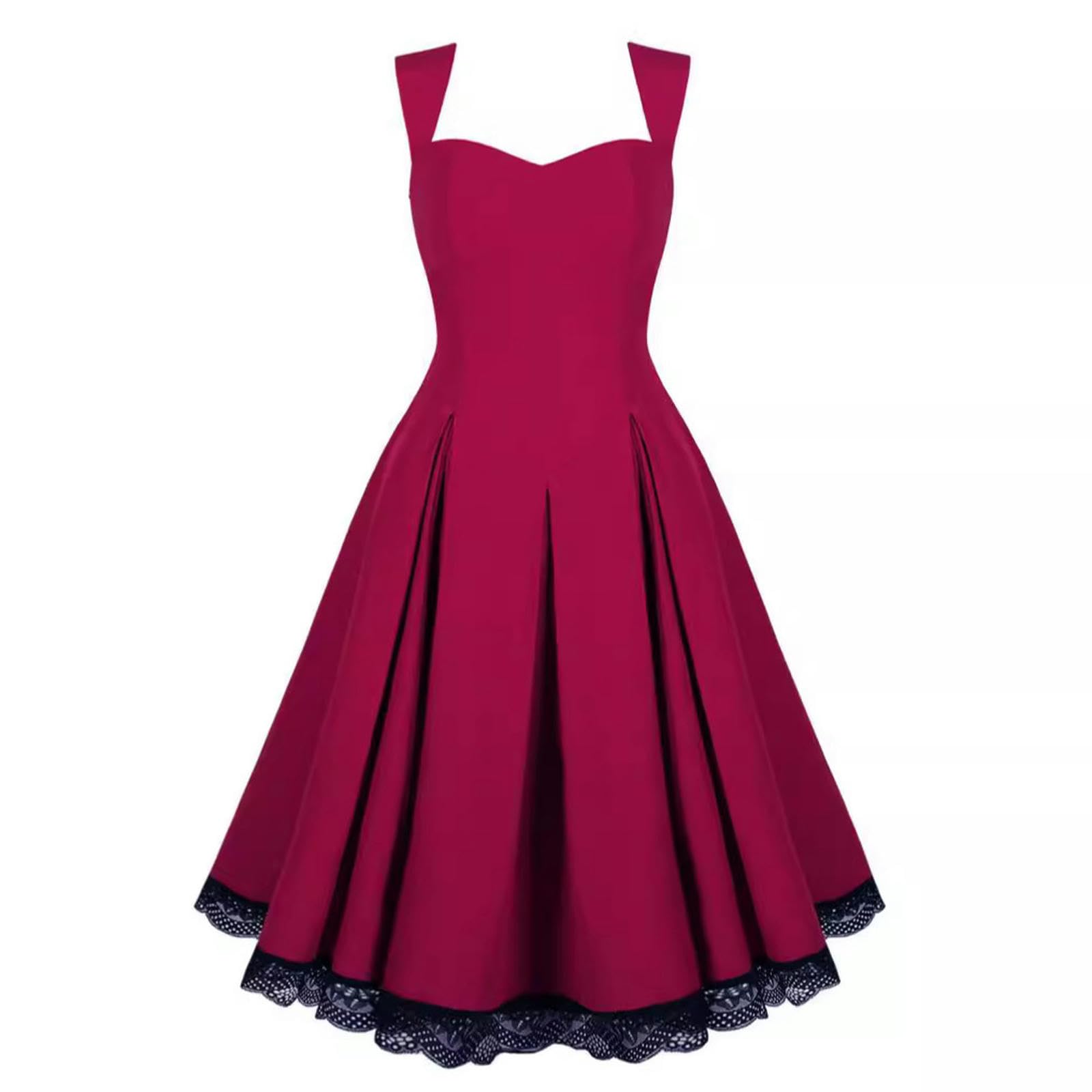 Robe en dentelle rouge longue pour femme style simple et léger