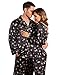 Ekouaer His and Hers Matching Pajamas Adults Christmas Nightwear Satin Pjs Set Winter Long Sleeve Pajamas Set Black With Snowflakes,XXL
