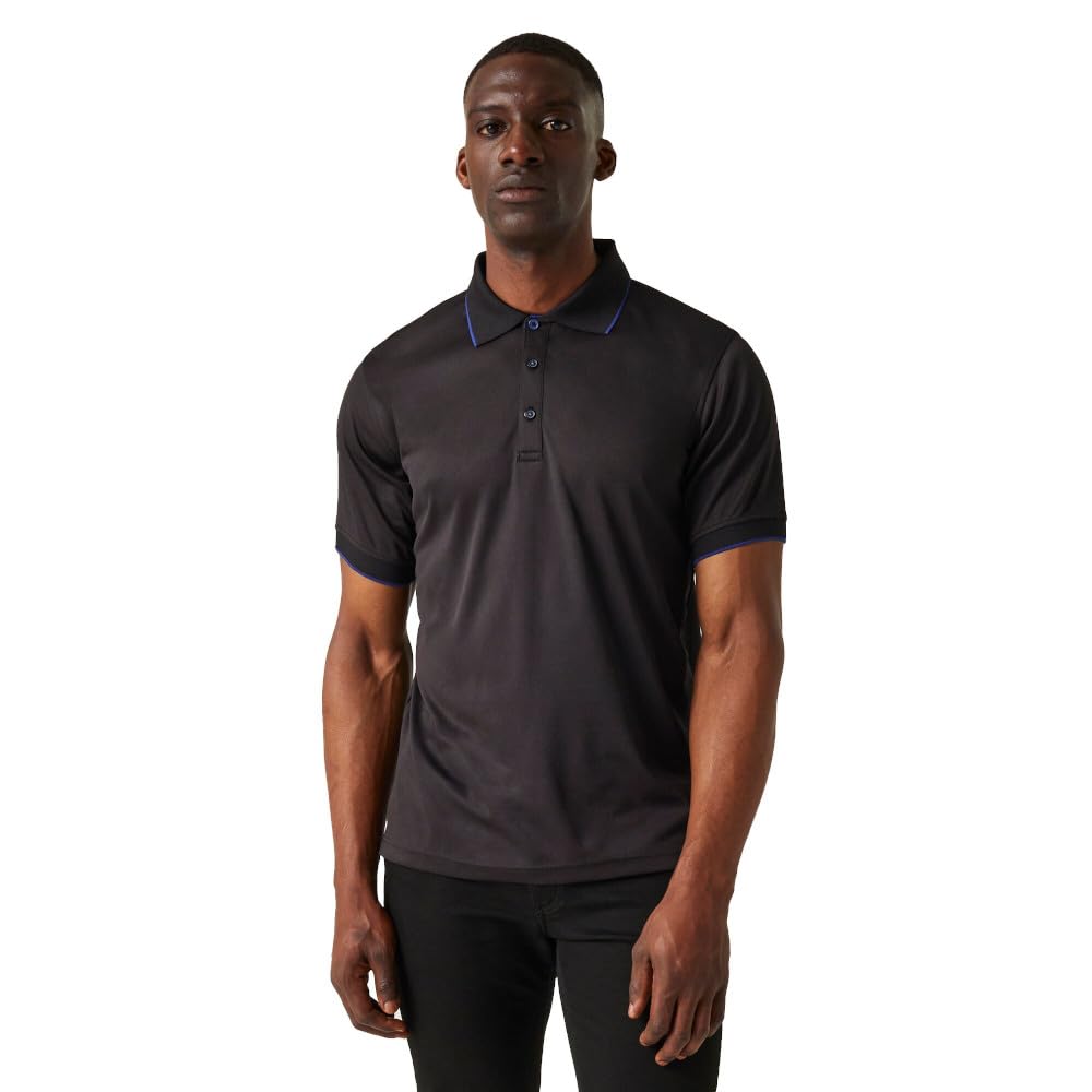 Regatta Professional Mens Navigate Short Sleeved Polo Shirts Black/Blue